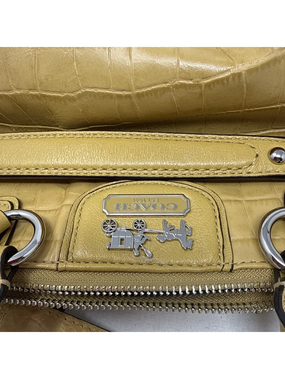COACH Madison Sophia Embossed Croc Leather Satchel Bag
